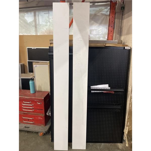 8 NEW WHITE MELAMINE SHELVES, 9 INCH X 84 INCH