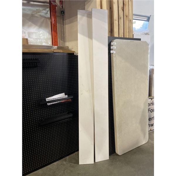 8 NEW WHITE MELAMINE SHELVES, 9 INCH X 84 INCH