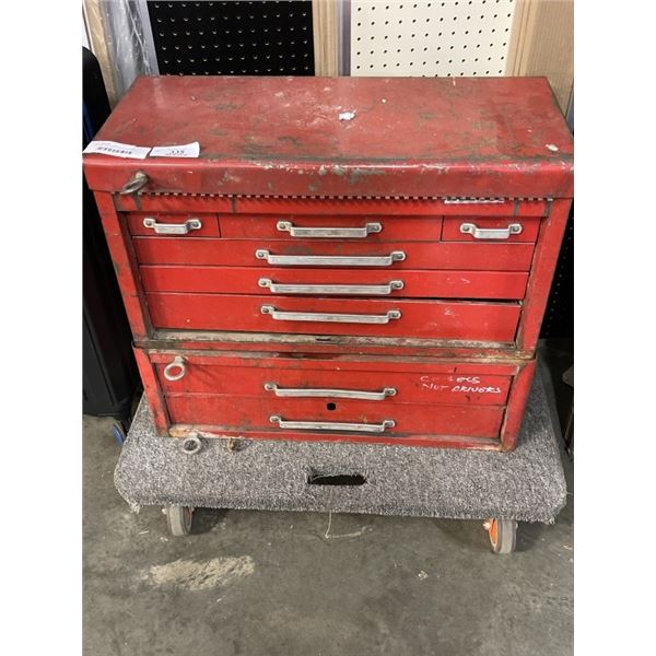 2PC RED TOOL CHEST WITH ASSORTED TOOL CONTENTS