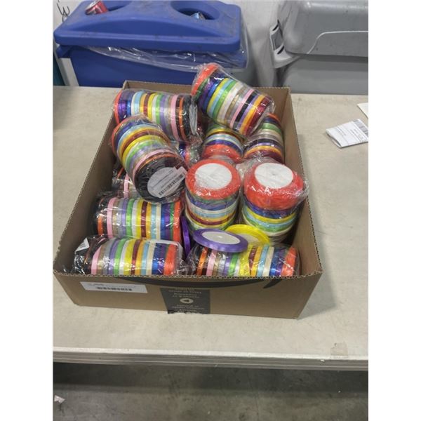 LARGE LOT OF NEW MULTI COLOR ROLLS OF RIBBON FOR GIFT AND DECOR