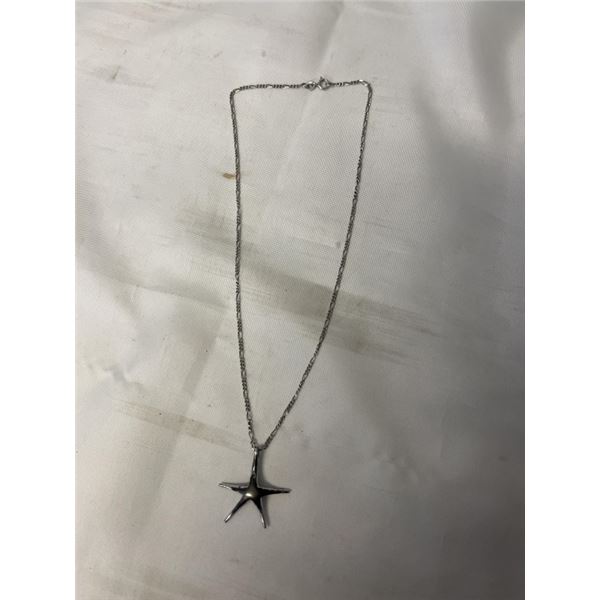 STERLING SILVER CHAIN W/ SS SEASTAR PENDANT NECKLACE MARKED 925