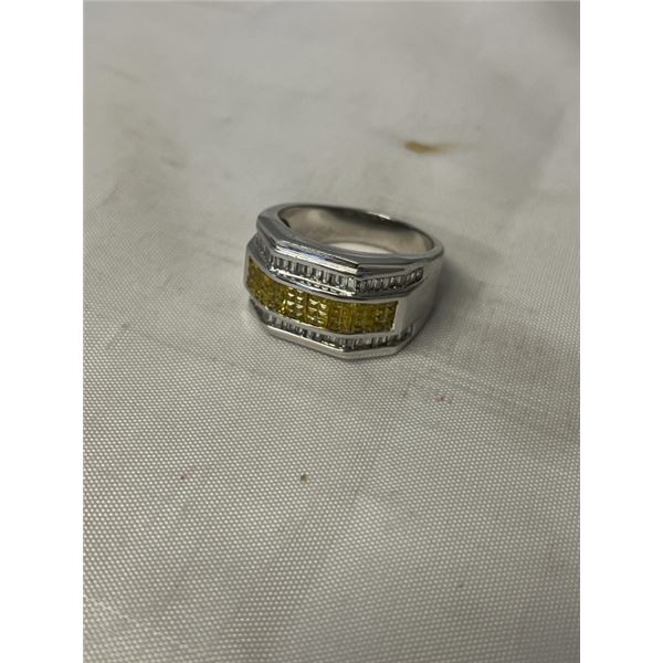 LARGE STERLING SILVER RING, SIZE 13, MARKED 925 + HALLMARK