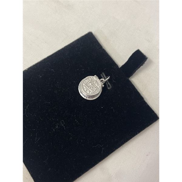 STERLING SILVER HAPPY BIRTHDAY CAKE PENDANT/ CHARM, HINGED, OPENS WITH CANDLE INSIDE