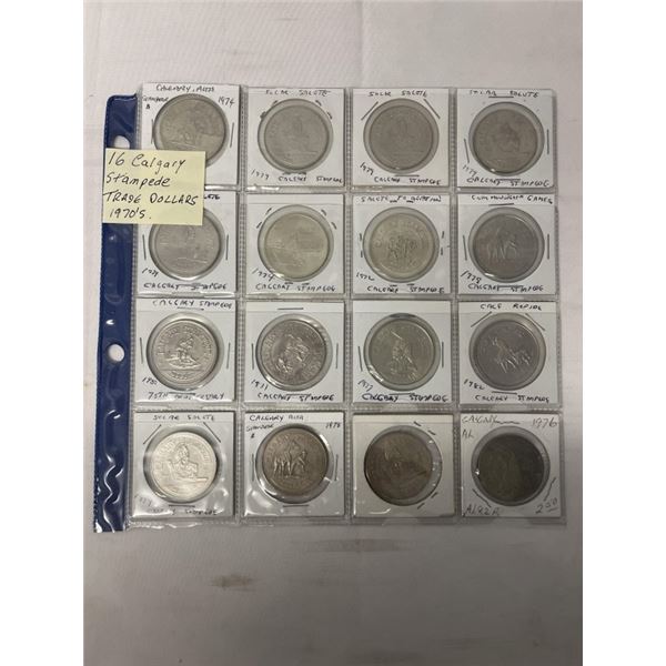 16 CALGARY STAMPEDE TRADE DOLLARS FROM 1970S