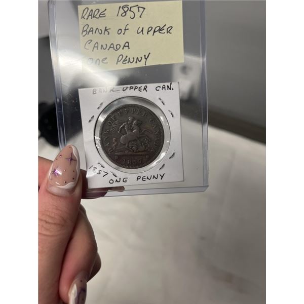 RARE BANK OF UPPER CANADA PENNY 1857