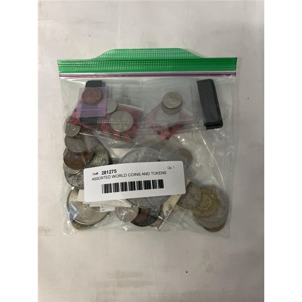 ASSORTED WORLD COINS AND TOKENS