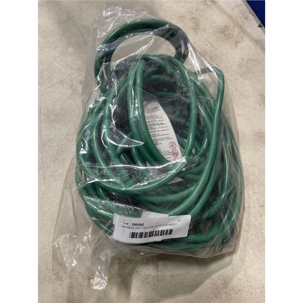 AS NEW 50FT INDOOR OUTDOOR HEAVY DUTY LIGHTED 3 WIRE EXTENSION CORD, GREEN, 14AWG
