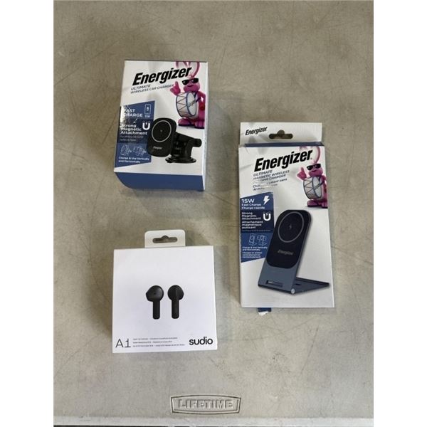 ENERGIZER ULTIMATE MAGNETIC WIRELESS FOLDING CHARGER, ENERGIZER ULTIMATE WIRELESS CAR CHARGER AND SU