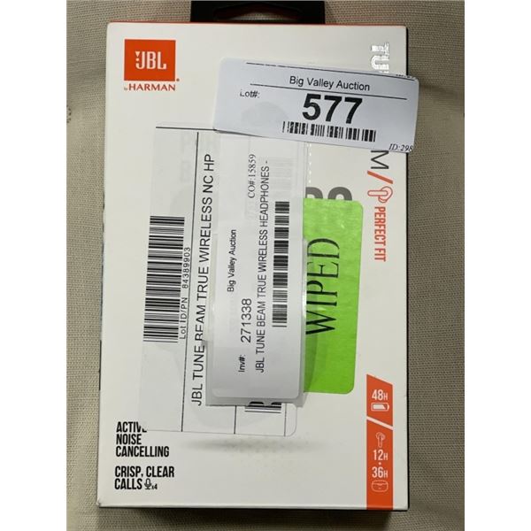 JBL TUNE BEAM TRUE WIRELESS HEADPHONES - TESTED WORKING, RETAIL $139