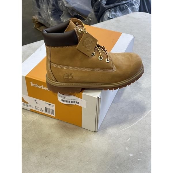 NEW TIMBERLAND PREMIUM 6 IN WATERPROOF BOOT WHEAT NUBUCK, SIZE 6 JUNIOR