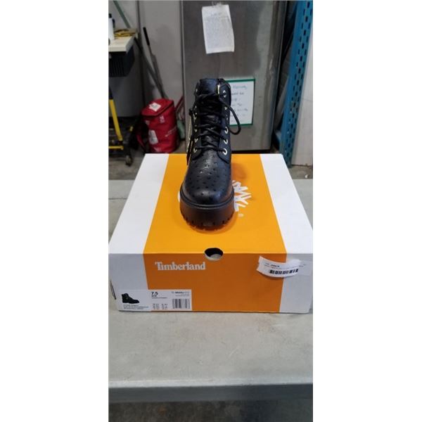 NEW TIMBERLAND STONE STREET 6 INCH LACE WATERPROOF BLACK FULL GRAIN LEATHER BOOTS SIZE WOMENS 7.5