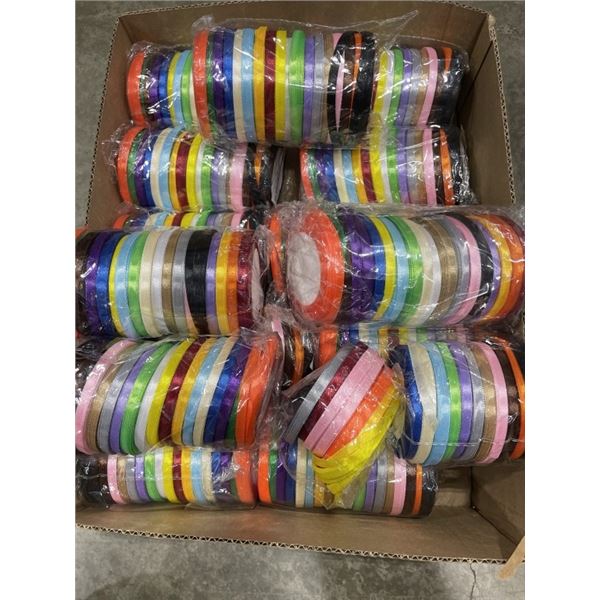 LARGE LOT OF NEW MULTI COLOR ROLLS OF RIBBON FOR GIFT AND DECOR