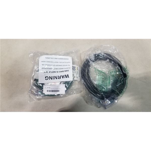 2 AS NEW 10FT INDOOR OUTDOOR HEAVY DUTY LIGHTED 3 WIRE EXTENSION CORD, GREEN AND BLACK, 12AWG AND 16