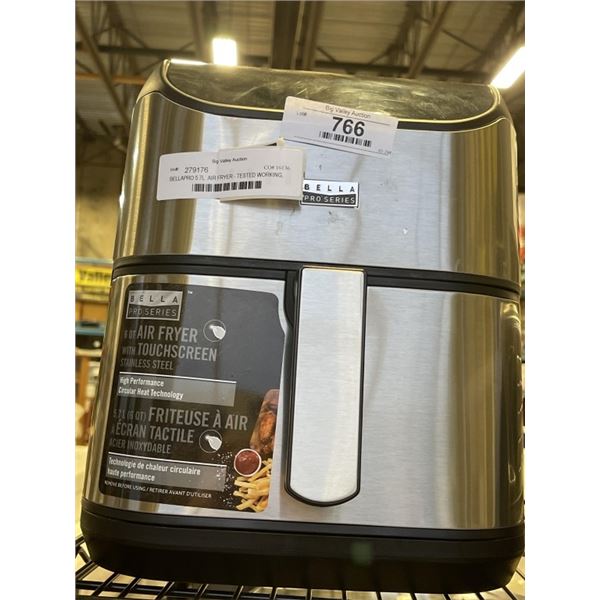 AS NEW BELLAPRO 5.7L  AIR FRYER - TESTED WORKING, RETAIL $219