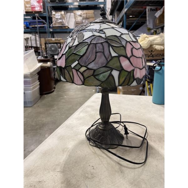 LEADED GLASS TABLE LAMP, AS FOUND