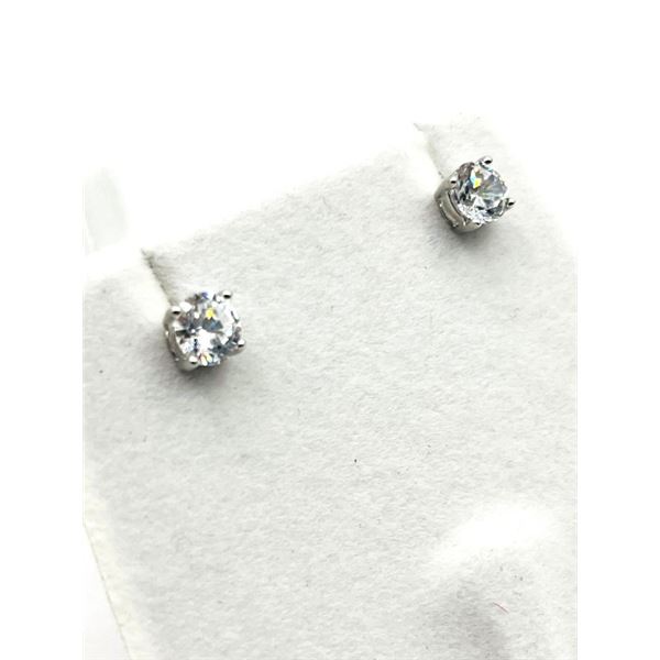 STERLING SILVER CZ STUD EARRINGS, RETAIL $350.00.