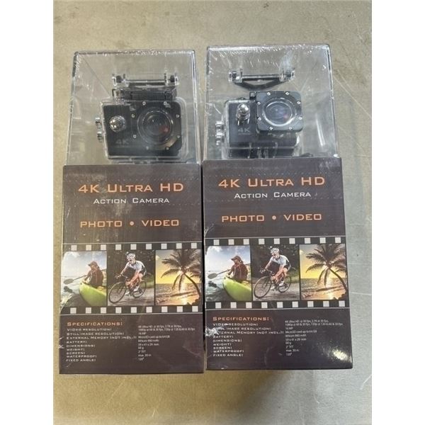 2 NEW 4K ULTRA HD ACTION CAMERAS, 1080P, 60FPS