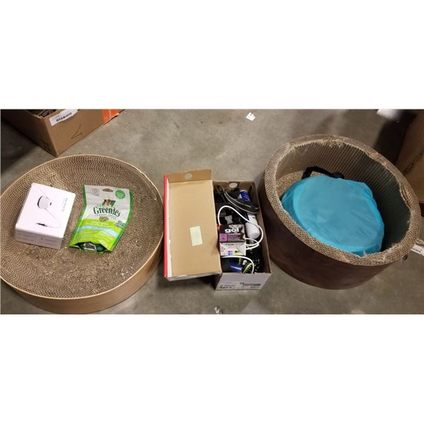 TWO CAT PERCHES AND NEW CAT ACCESSORIES