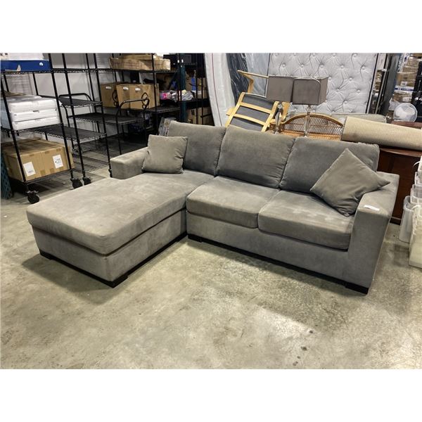 2 PC GREY FABRIC SECTIONAL SOFA