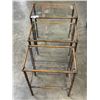 Image 1 : 3 BAMBOO GLASS TOP NESTING TABLES