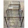 Image 2 : 3 BAMBOO GLASS TOP NESTING TABLES