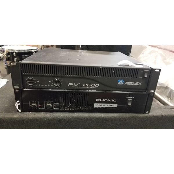 PEAVEY  PV-2600 PROFESSIONAL STEREO POWER AMPLIFIER AND PHONIC MAX 2500 PROFESSIONAL POWER AMPLIFIER