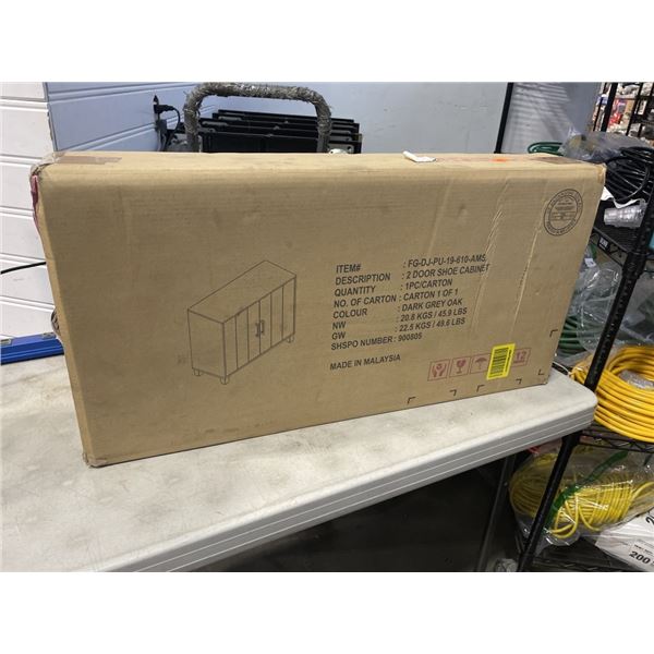 NEW DARK GREY OAK 2 DOOR SHOE CABINET