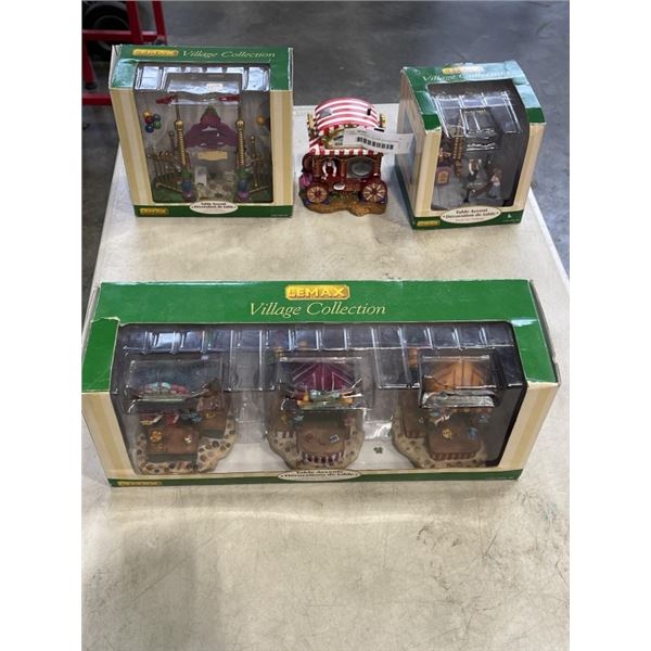 LEMAX CARNIVAL VILLAGE COLLECTIONS - "STRONG ARM CHALLENGE, CARNIVAL ENTRY, CARNIVL KIOSKS, AND POPC