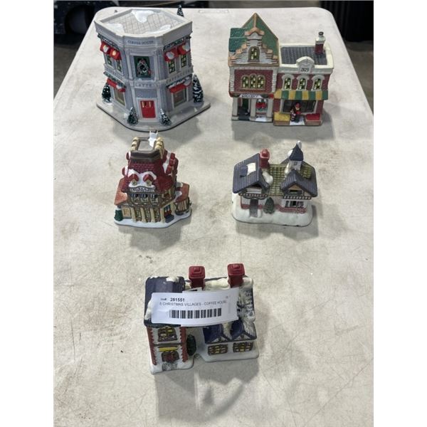 5 CHRISTMAS VILLAGES - COFFEE HOUSE, GROCERY, COUNTRY HOTEL AND 2 HOUSES