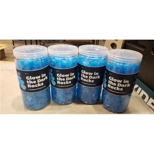 4 NEW TUBS OF BLUE GLOW IN THE DARK ROCKS