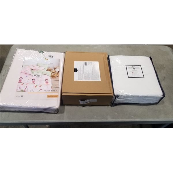 NEW TWIN SIZE DUVET COVER, BED SGHEET SET AND MATTRESS PROTECTOR
