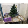 Image 1 : 3 TRAYS OF CHRISTMAS DECOR AND MINI CHRISTMAS TREE