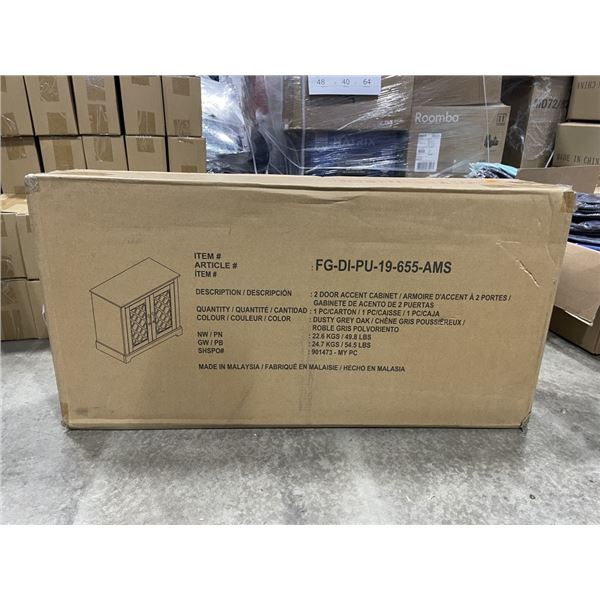 NEW DUSTY GREY OAK 2 DOOR ACCENT CABINET