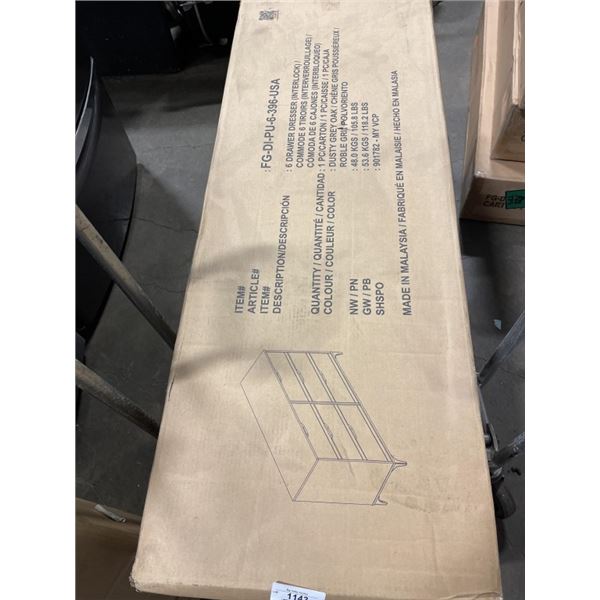 NEW DUSTY GREY OAK 6 DRAWER DRESSER