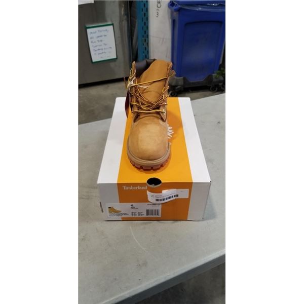 NEW TIMBERLAND PREMIUM 6 IN WATERPROOF BOOT WHEAT NUBUCK, SIZE 4 JUNIOR