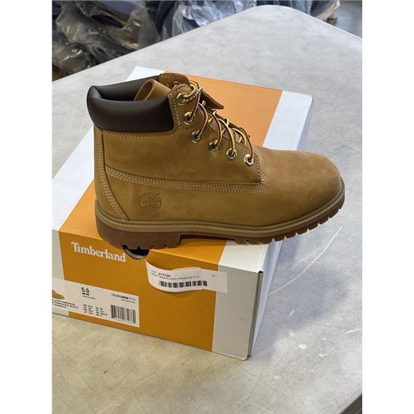 NEW TIMBERLAND PREMIUM 6 IN WATERPROOF BOOT WHEAT NUBUCK, SIZE 5.5 JUNIOR