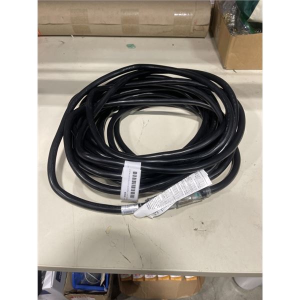 AS NEW 50FT INDOOR OUTDOOR HEAVY DUTY LIGHTED 3 WIRE EXTENSION CORD, 10 AWG, BLACK