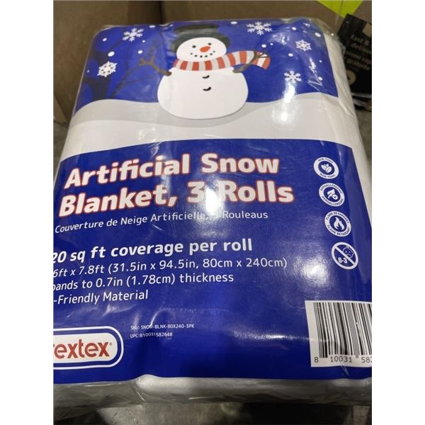 6 NEW PREXTEX ARTIFICIAL SNOW BLANKET, 3 ROLLS PER PACK, EACH ROLL COVERS 20SQFT, 60SQFT PER OPACK, 
