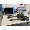 Image 1 : 2 GUITAR HERO GAMING GUITARS AND COMPUTER MONITOR