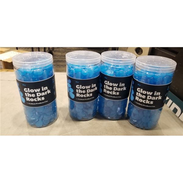 4 NEW TUBS OF BLUE GLOW IN THE DARK ROCKS