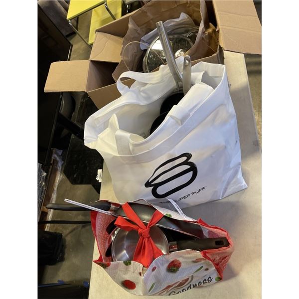 4 BAGS OF AS NEW POTS AND PANS