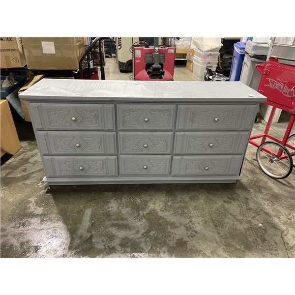 GREY 9 DRAWER VINTAGE DRESSER