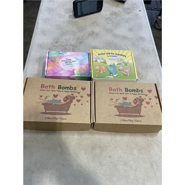 2 BATHBOMB GIFT SETS, KIDS BATHBOMBS AND HANDMADE ROCK SOAP GIFT SET