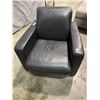 Image 1 : MODERN BLACK LEATHER TUB CHAIR