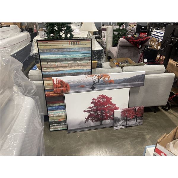 4 ARTWORK CANVAS PRINTS - SOME FRAMED