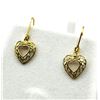 Image 4 : GOLD PLATED STERLING SILVER NATURAL ROSE CUT DIAMOND (0.25CT) DROP STYLE HEART EARRINGS, W/A $370.00