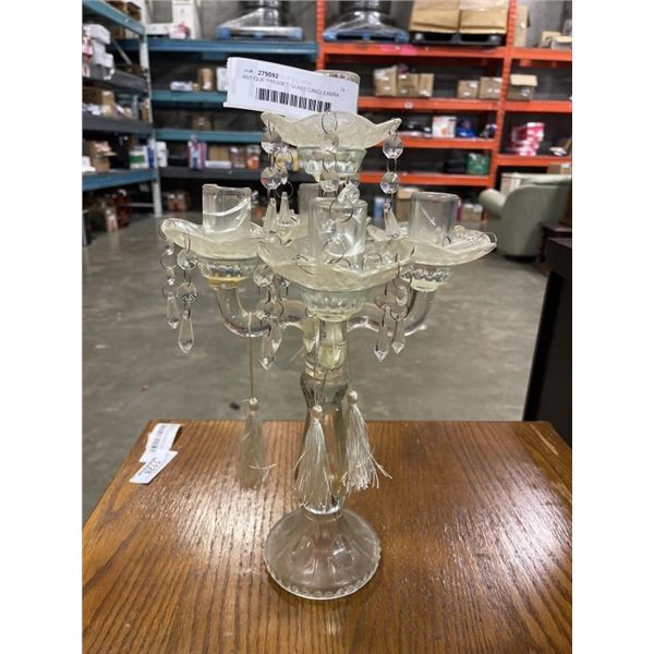 ANTIQUE PRESSED GLASS CANDLEABRA