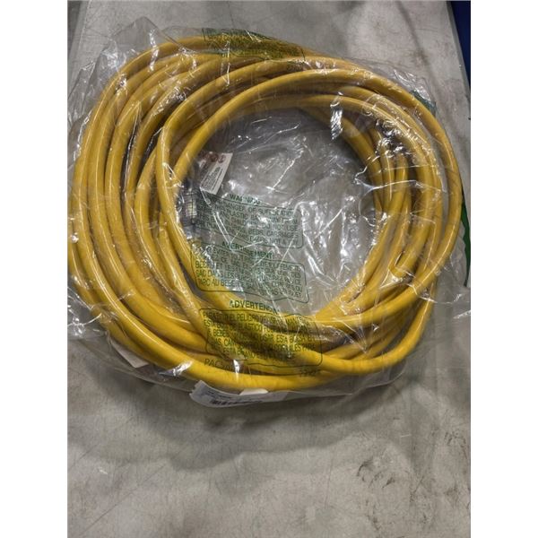 AS NEW 50FT INDOOR OUTDOOR HEAVY DUTY LIGHTED 3 WIRE EXTENSION CORD, 10 AWG, YELLOW