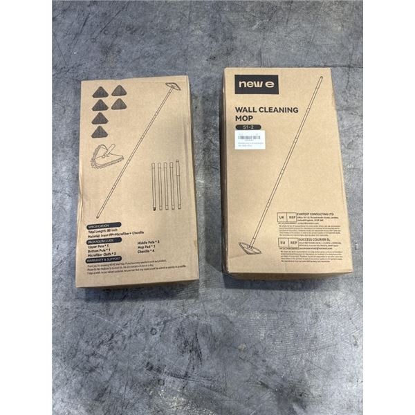 2 NEW WALL AND CEILING MOP/ DUSTING SETS, 80 INCH POLE, 1 MOP PAD, 4 CHENILLE PADS AND 2 MICROFIBRE 