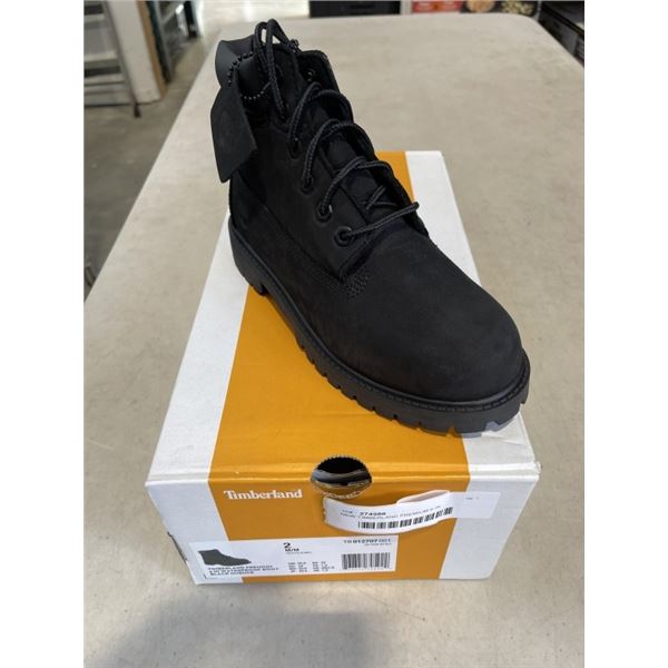 NEW TIMBERLAND PREMIUM 6 IN WATERPROOF BOOT BLACK NUBUCK SIZE YOUTH 2